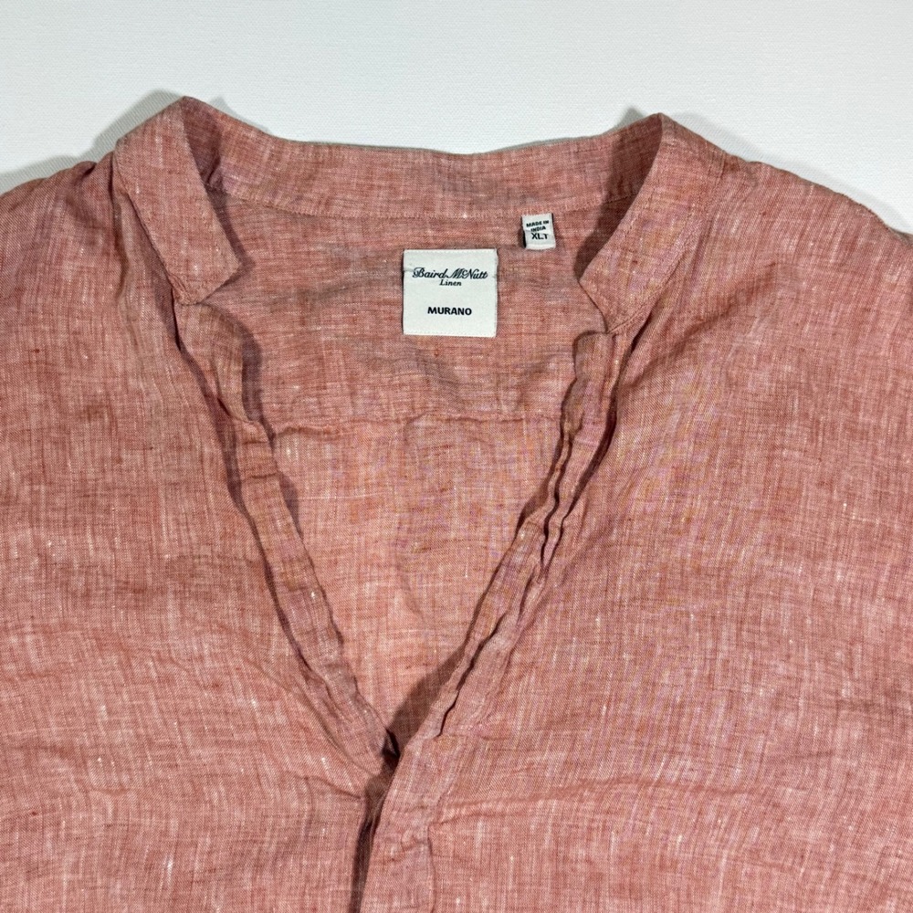 Murano Baird McNutt Linen Shirt Mens XLT Rose Pink Long Sleeve Coastal Beachy - Picture 3 of 10
